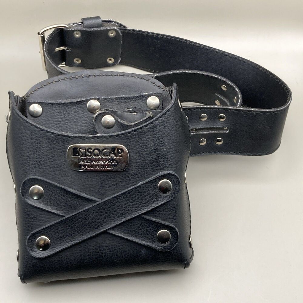 Hair Stylist Adjustable Utility Black Studded Belt Made in Italy